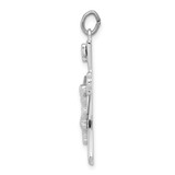 Sterling Silver Platinum-plated INRI Crucifix Pendant - QC-F65617C3-1840