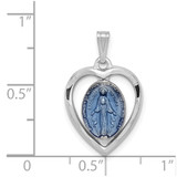 Sterling Silver Platinum-plated Miraculous Heart Medal - QC-924DEA1A-4568
