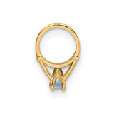 14K 3D Ring with Light Blue CZ Charm