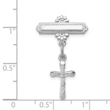 Sterling Silver Platinum-plated Polished Crucifix Dangle Pin Brooch
