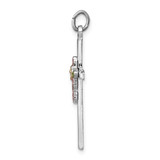 Sterling Silver Platinum-plated Polished Epoxy & Gold-plated Cross Pendant - QC-AE0EC3F2-2367