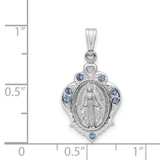 Sterling Silver Platinum-plated Polished Miraculous Blue CZ Pendant