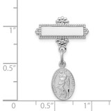 Sterling Silver Platinum-plated Saint Christopher Medal Pin