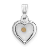 Sterling Silver Platinum-plated Small Heart with Mustard Seed Pendant