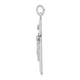 Sterling Silver Platinum-plated Textured Crucifix Cross Pendant