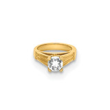 14K 3D Ring with White CZ Charm