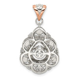 Sterling Silver Plat-plate Rose-tone Vibrant CZ Fancy Penda