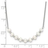 Sterling Silver Polished & Beaded 3-4mm Semi-round Freshwater Cultured Pearl Curved Children's Necklace