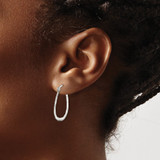 Sterling Silver Polished & Hammered Oval Hoop Earrings - QE-57FC301C-5903