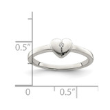 Sterling Silver Polished & Satin CZ Heart Children's Ring