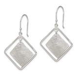 Sterling Silver Polished & Textured Double Square Dangle Earrings