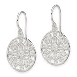Sterling Silver Polished & Textured Filigree Circle Dangle Earrings