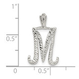 Sterling Silver Polished & Textured Letter M Initial Chain Slide