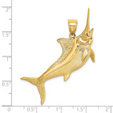 14K 3-D Satin / Polished Marlin Charm