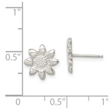Sterling Silver Polished & Textured Sunflower Post Earrings