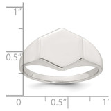 Sterling Silver Polished 12.2mm x 11.4mm Hexagon Closed Back Size 9 Mens Signet Ring