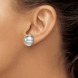 Sterling Silver Polished 16mm Button Earrings