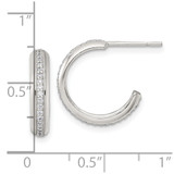 Sterling Silver Polished 16x3.5mm CZ Post C-Hoop Earrings