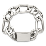 Sterling Silver Polished 17.0mm Figaro Curb 8 Inch Mens Bracelet
