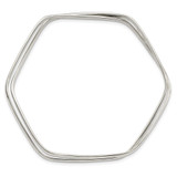 Sterling Silver Polished 2 Hexagon Shape Slip On Bangle