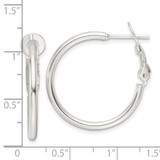 Sterling Silver Polished 25x2mm Omega Back Round Hoop Earrings