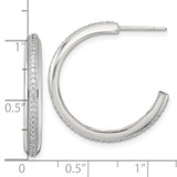 Sterling Silver Polished 26.5x3.5mm CZ Post C-Hoop Earrings
