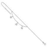 Sterling Silver Polished 2-Strand Starfish 9in Plus 1in Ext Anklet
