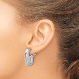 Sterling Silver Polished 3.25mm Omega Back Round Hoop Earrings - QE-A58B490F-3026