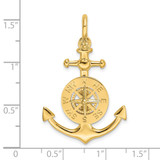 14K 3-D Small Anchor w/ Nautical Compass Charm