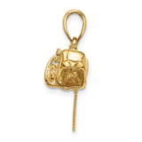 14K 3-D Small Chain Saw Charm