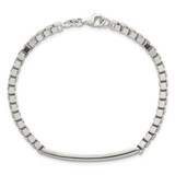 Sterling Silver Polished 3.7mm Box Chain 8 Inch ID Bar Mens Bracelet