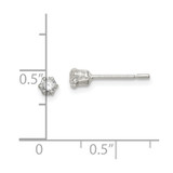 Sterling Silver Polished 3mm Round CZ Stud Earrings