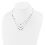 Sterling Silver Polished 3-Strand Beaded Necklace