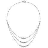 Sterling Silver Polished 3-Strand Beaded Necklace