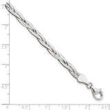 Sterling Silver Polished 3-strd Braided 7in w/1in ext. Bracelet