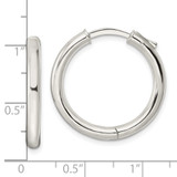 Sterling Silver Polished 3x25mm Hinged Tube Hoop Earrings