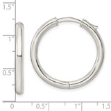 Sterling Silver Polished 3x28mm Hinged Tube Hoop Earrings