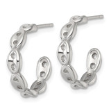 Sterling Silver Polished 4.0mm Puffed Mariner/Anchor Link Post C-Hoop Earrings
