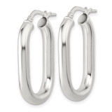 Sterling Silver Polished 4mm Oval Rectangle Tube Hoop Earrings