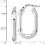 Sterling Silver Polished 4mm Oval Rectangle Tube Hoop Earrings