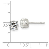 Sterling Silver Polished 6mm Round CZ Heart Basket Set Stud Earrings - QE-C97690F9-3491
