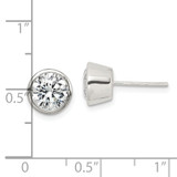 Sterling Silver Polished 7mm Round CZ Bezel Set Stud Earrings - QE-C816D40E-9717