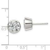 Sterling Silver Polished 8mm Round CZ Bezel Set Stud Earrings - QE-3E7F0B5F-2083