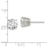 Sterling Silver Polished 8mm Round CZ Stud Earrings - QE-7F989EF0-4780
