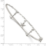 Sterling Silver Polished Anchor and Starfish Charms Half Bangle Bracelet