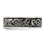 Sterling Silver Polished and Antiqued Filigree Women's Ring - QR-E322BAB8-1103