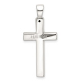 Sterling Silver Polished and Antiqued Greek Key Latin Cross Pendant