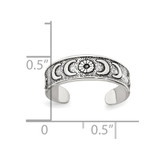Sterling Silver Polished and Antiqued Moon and Star Toe Ring