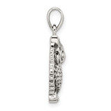 Sterling Silver Polished and Antiqued Owl Pendant