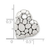 Sterling Silver Polished and Antiqued Pebbled Heart Chain Slide Pendant